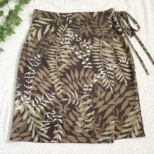 Vintage Marsh Landing wrap around leaf print skirt 100% cotton, brown tan